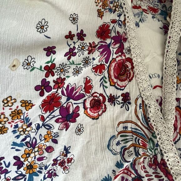 Bila Cardigan Sz‎ M/L Flowy Boho Crochet Floral Beach Waterfall Asymetrical - Picture 7 of 7